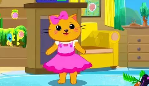 AI Video from prompt: A cute animated kitten in a pink tutu dress danc