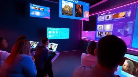 AI Video from prompt: "AI Creators' Hub: A vibrant digital space where