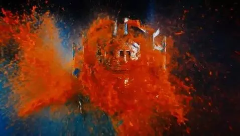 AI Video from prompt: "Slow motion sequence of digital paint splashing