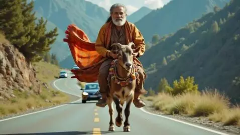 AI Video from prompt: An elderly Indian spiritual man, dressed in exqu