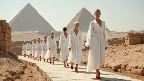 AI Video from prompt: A mystical fashion show takes place within sight