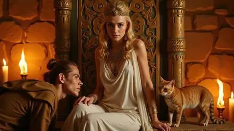 AI Video from prompt: A realistic ancient Egyptian throne room, lit by