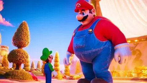 AI Video from prompt: 30.6feet Giant Mario walking towards before hugg