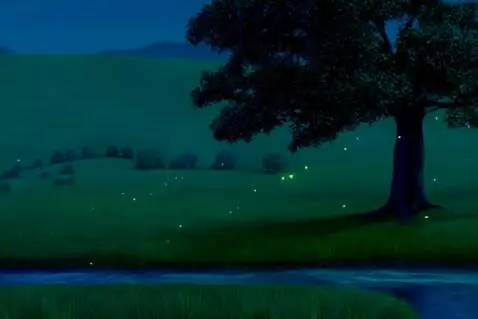 AI Video from prompt: It is dusk and a gentle spring flows through  th