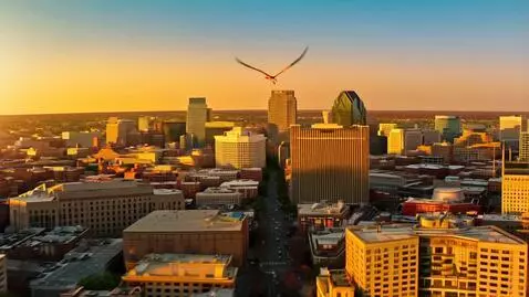 AI Video from prompt: make a video of a phoenix flying over kansas cit
