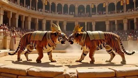 AI Video from prompt: A grand open-air arena in ancient Egypt, bathed 