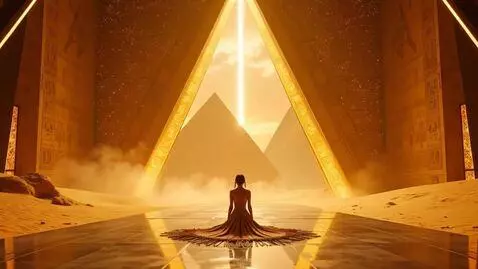 AI Video from prompt: A massive, futuristic pyramid floats silently ab