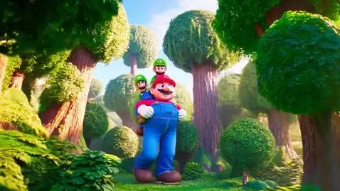 AI Video from prompt: 61.2ft Giant Mario allow 5.9ft Tiny Luigi to rid