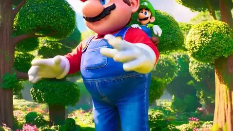 AI Video from prompt: 61.2ft Giant Mario allow 5.9ft Tiny Luigi to rid