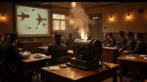 AI Video from prompt: “Interior of a 1940s civil defense classroom, vi
