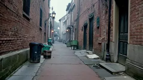 AI Video from prompt: “1940s Los Angeles alleyway at night, abandoned 