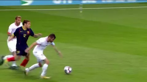 AI Video from prompt: a soccer player shooting a penalty kick but inst