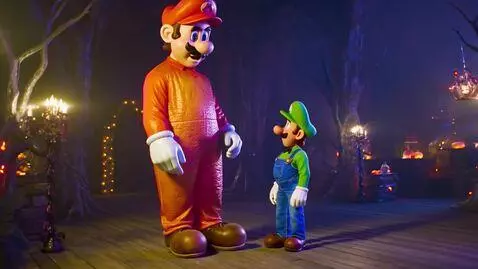 AI Video from prompt: 15.3ft Giant Mario and 5.9ft Luigi, brothers, Gi