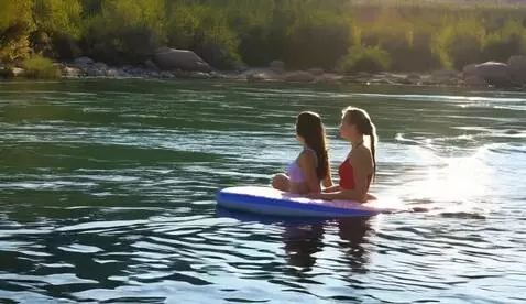 AI Video from prompt: 2 college girls tubing on the Salt River in Ariz