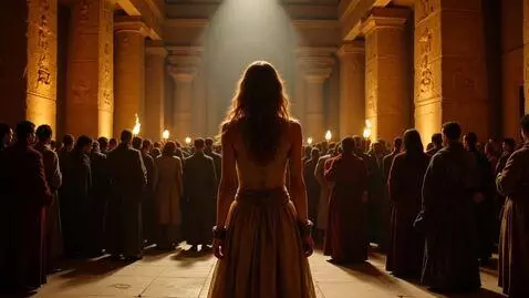 AI Video from prompt: A large crowd gathered in the Pharos temple to w