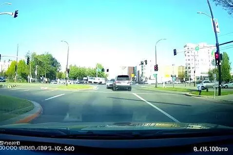 Realistic dash cam footage of a dramatic car cra