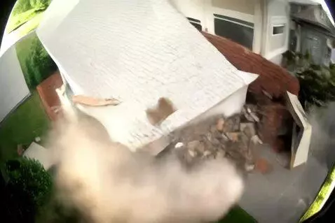 AI Video from prompt: A static fisheye security camera captures a dram