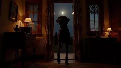 Reenactment of a Great Dane (Juliana) standing i
