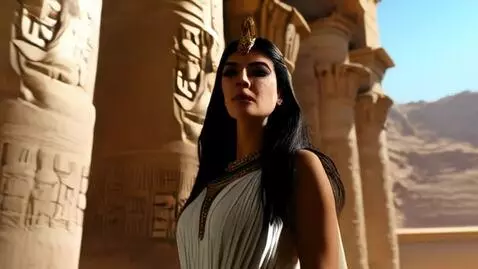 AI Video from prompt: Cinematic shot of a graceful Egyptian noblewoman