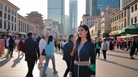 AI Video from prompt: "A beautiful Uyghur Muslim woman standing in a b