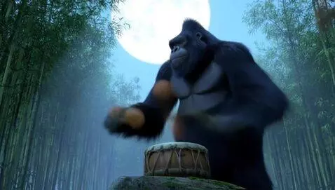 AI Video from prompt: A massive gorilla, easily towering over the tall