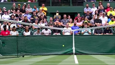AI Video from prompt: POV of a tennis ball heading towards a racquet o