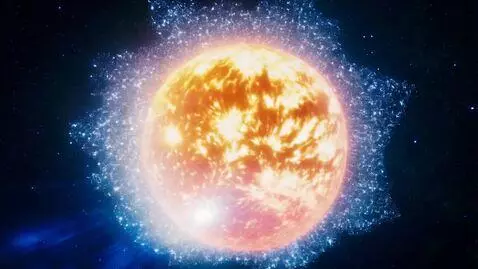 AI Video from prompt: the sun slowly freezing into a giant snowball in