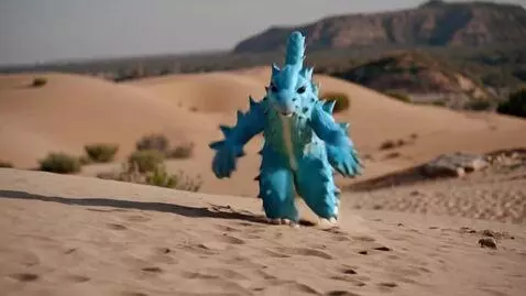 AI Video from prompt: Синий бегающий кактус