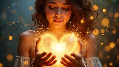 AI Video from prompt: *"A stunning, radiant young woman with glowing, 