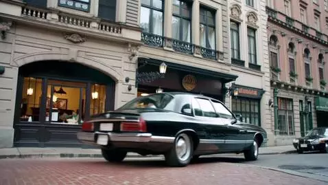 AI Video from prompt: A black car pulls up infront of an old Italian r