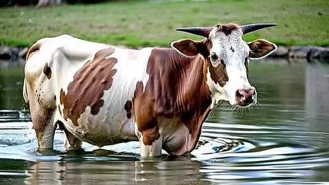 AI Video from prompt: Cow dance with swimming suit