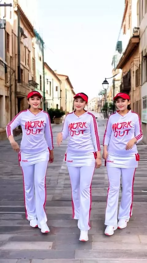 AI Video from prompt: Three young Indonesian women wearing matching sp
