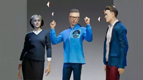 AI Video from prompt: Make these three avatars dance to disco music, m