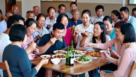 AI Video from prompt: A happy meal of Soo many people enjoying it to t