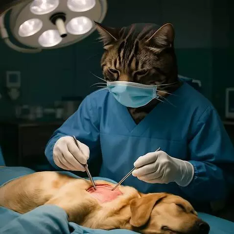 AI Video from prompt: Inside a sterile, modern operating room, a human