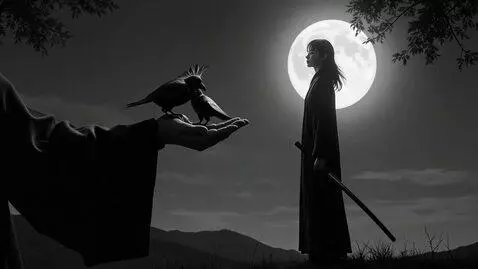 AI Video from prompt: Cinematic Japanese anime noir scene, black and w
