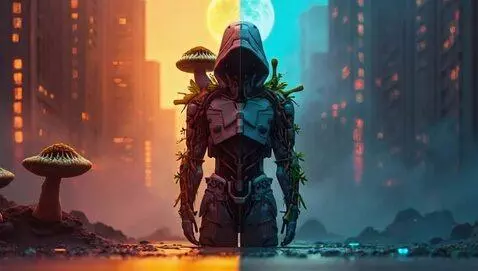 AI Video from prompt: the man standing the road runs at you visually l