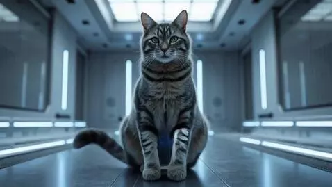 AI Video from prompt: Scene: Maine Coon Cat-Human’s Full-Body Rotating