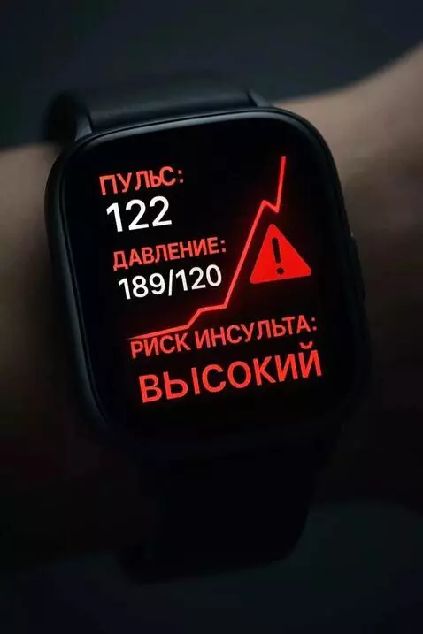 AI Video from prompt: A smartwatch on a wrist. The screen shows Russia