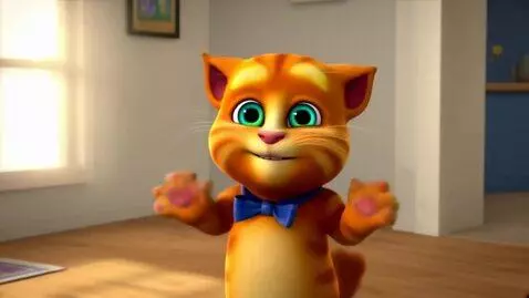 AI Video from prompt: A chubby, adorable orange tabby kitten with larg