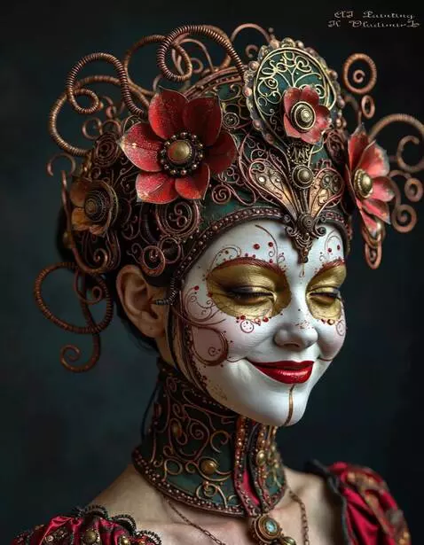 AI Video from prompt: The lady smiles at us mysteriously, winks and ta