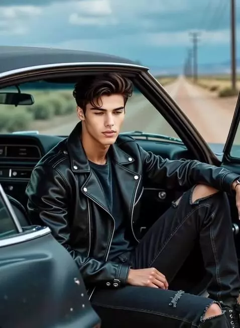 AI Video from prompt: Make him drive ahead in the car.