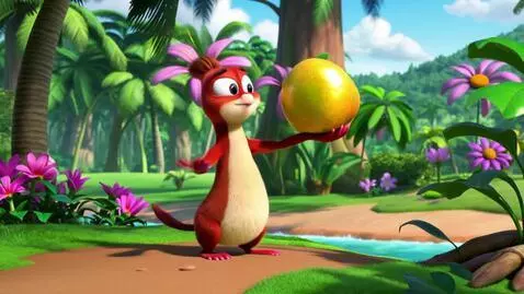 AI Video from prompt: vibrant tropical forest with giant flowers in th
