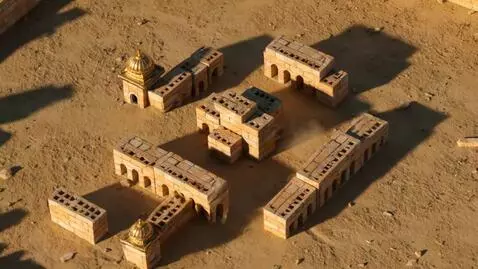 AI Video from prompt: Scene: Birth of the Palace from a Single Brick  
