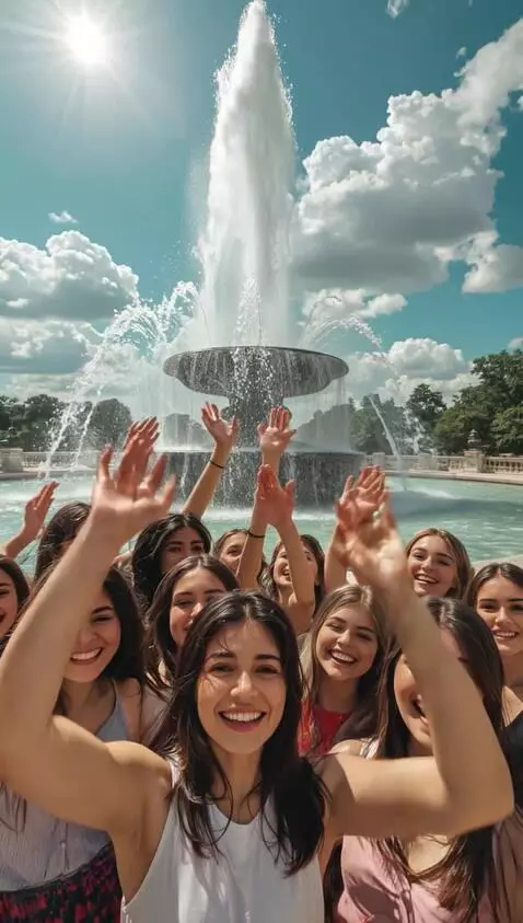 AI Video from prompt: the girls rejoice and raise their hands, the fou