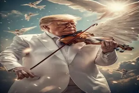 AI Video from prompt: President Donald Trump Dressed in white suit, ye