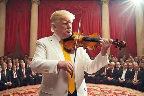AI Video from prompt: President Donald Trump Dressed in white suit, ye