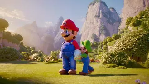 AI Video from prompt: Mario his own red clothing and blue dungarees bo