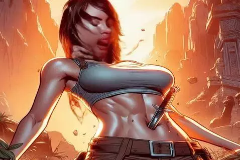 AI Video from prompt: She bends back as she pulls the knife out of her