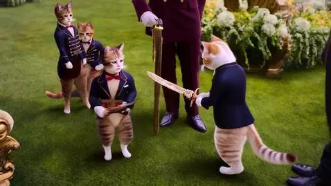 AI Video from prompt: Fantastic happy and adorable tiny cats  wearing 